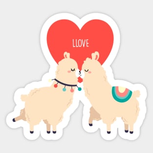 Llama love: Llove - Funny Llama Valentine's Day gift Sticker